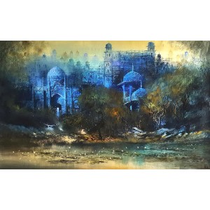 A. Q. Arif, 24 x 42 Inch, Oil on Canvas, Citysscape Painting, AC-AQ-412